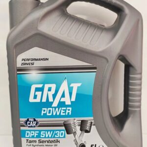 Grat Power DPF 5W-30 Tam Sentetik Partiküllü Motor Yağı 5 Litre (Üretim Yılı 2024-Son K.T:2029)